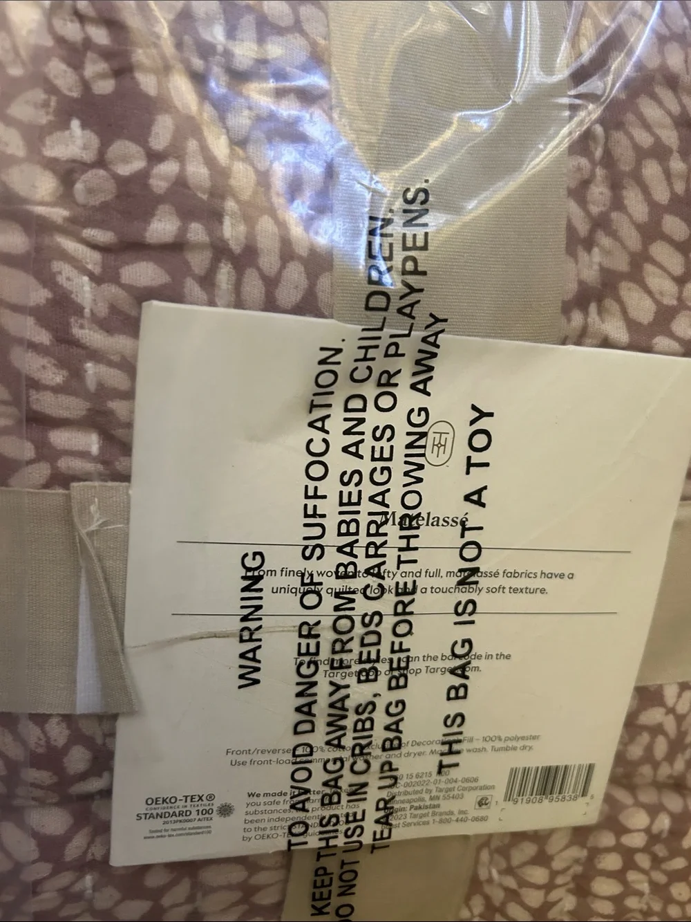 Threshold King Cotton Matelassé Swirl Quilt in Dusty Rose Pattern